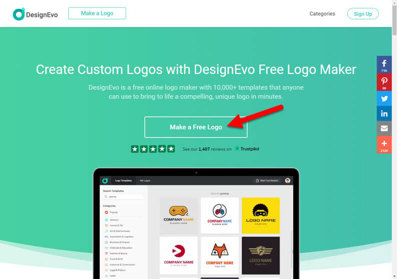 designevo homepage make a free logo