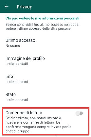 whatsapp conferme lettura