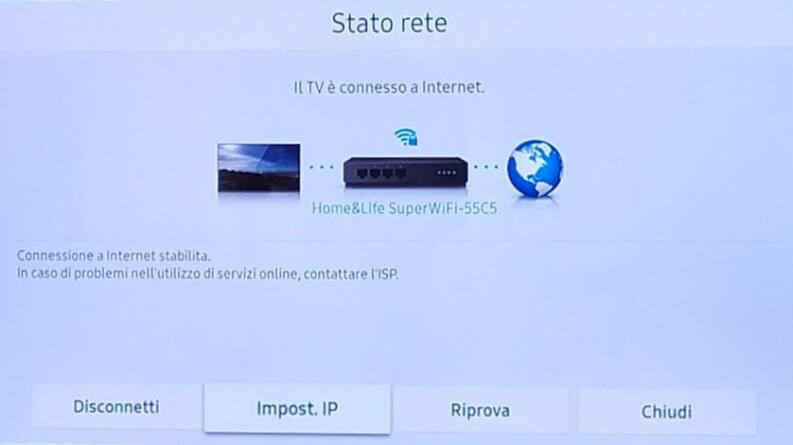 impostare DNS su Samsung smart TV