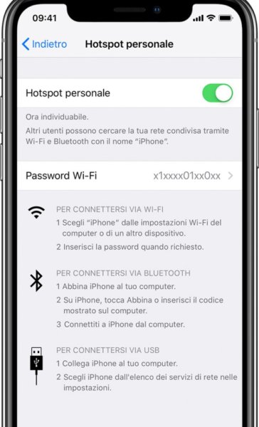 Attivare Hotspot su iPhone