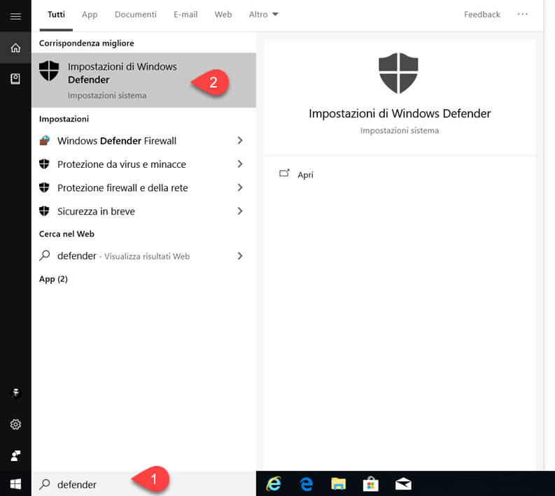cerca windows defender
