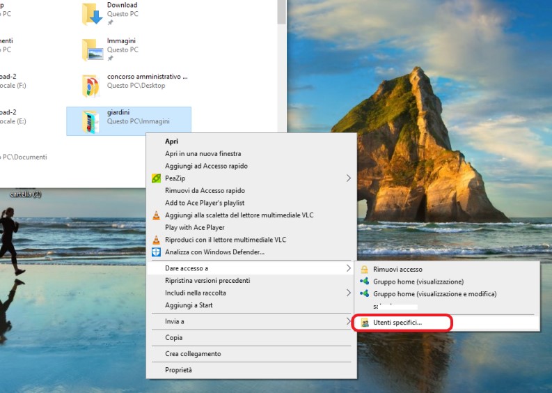 condividere file e cartelle in rete su Windows