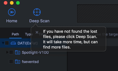 deep scan per trovare file cancellati