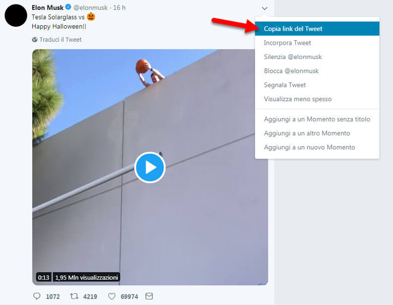 copiare link twitter