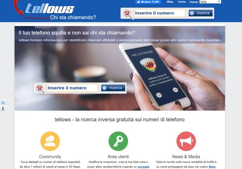 Tellows un gigantesco database a disposizione