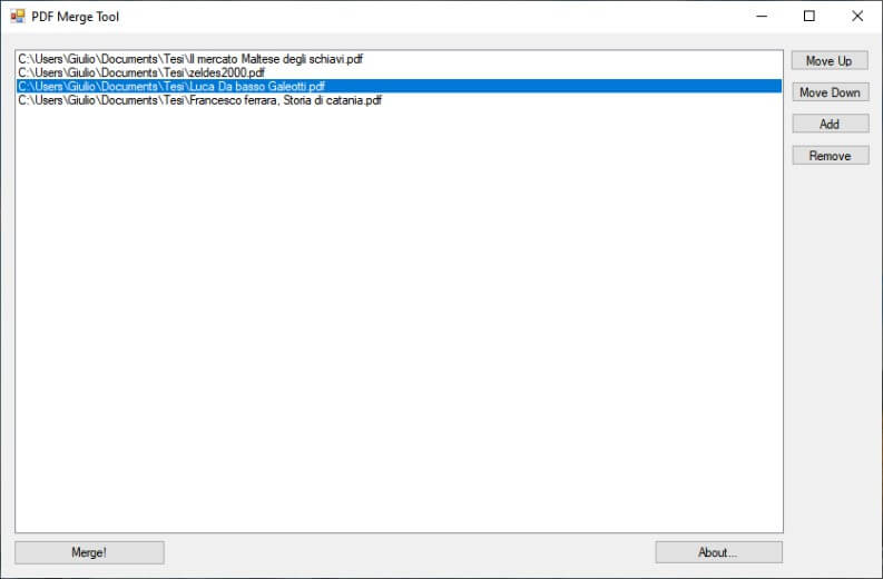 Unire PDF su Windows con MergeTool