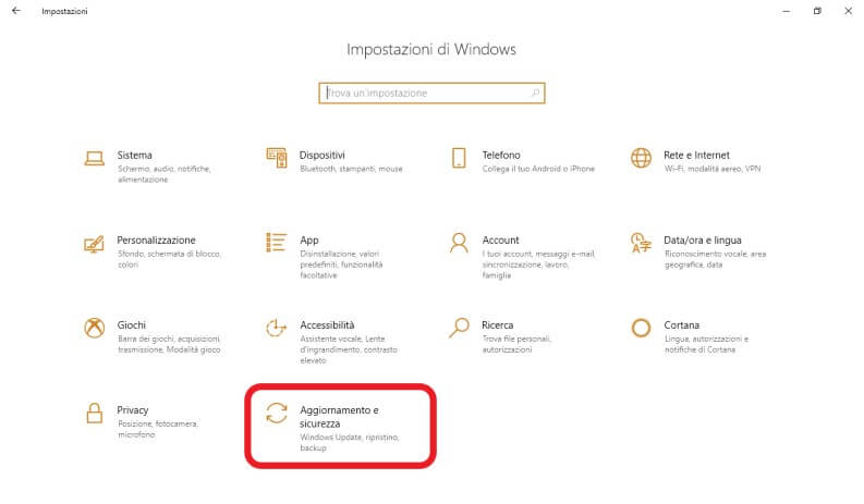 entrare nelle impostazioni di Windows 10