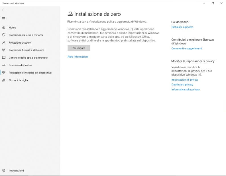 Installazione da zero windows 10