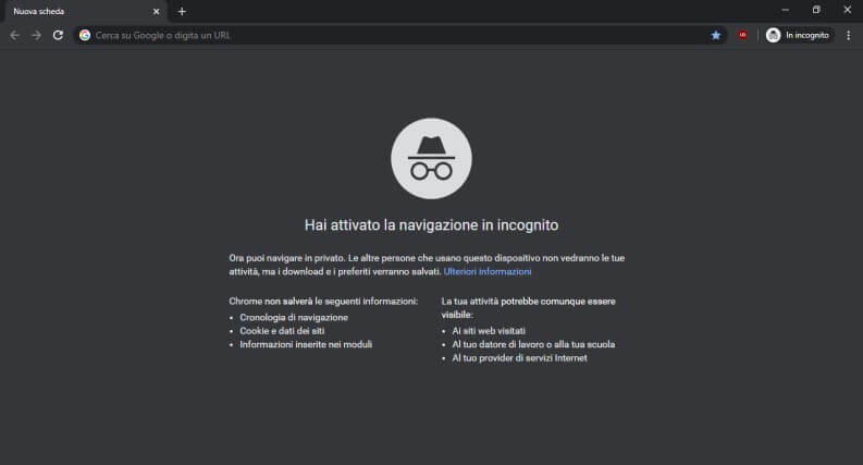 navigazione in incognito