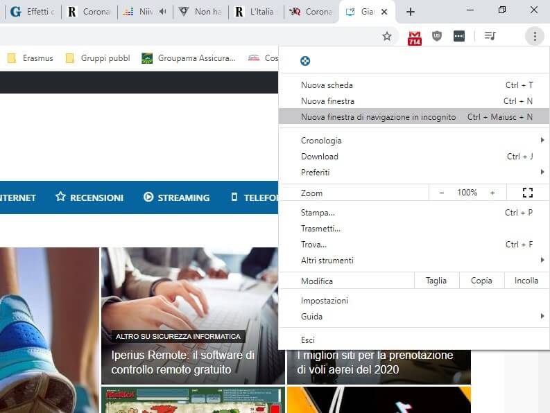 Navigazione in incognito su Chrome