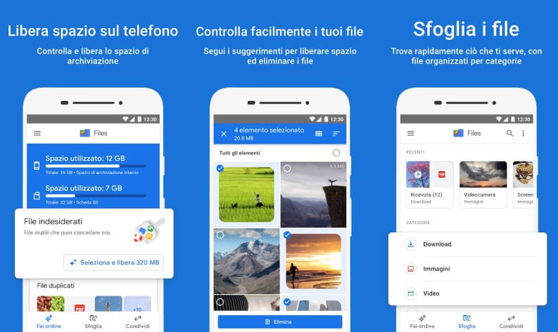 Liberare spazio smartphone android Google File