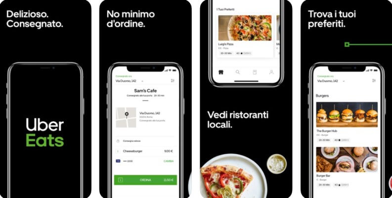 ordinare cibo a casa Uber Eats