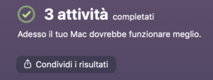 Attivita completate CleanMyMac X