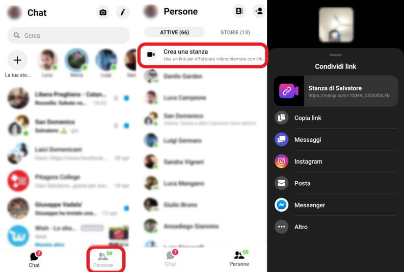 Come creare una stanza su Messenger Rooms su mobile