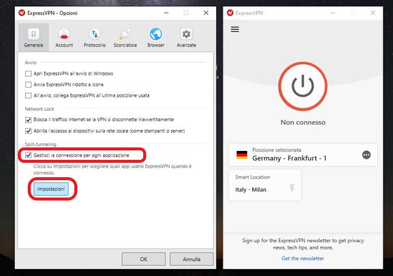 Abilitare lo Split Tunneling sul vostro servizio VPN