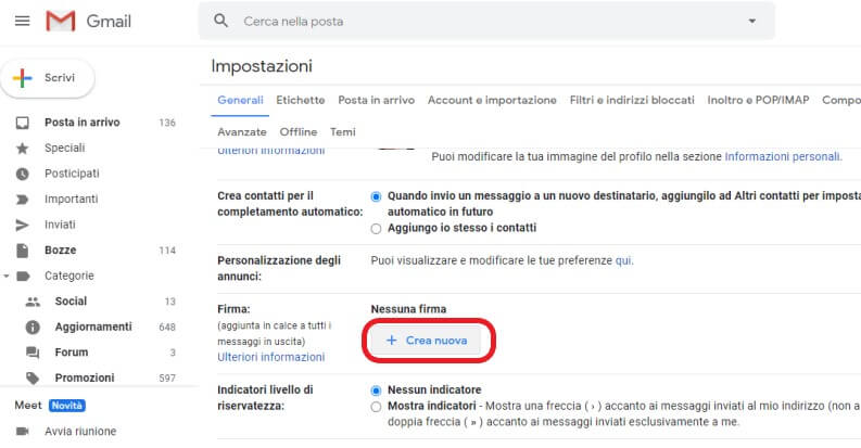 Come aggiungere la propria firma su Gmail sul PC