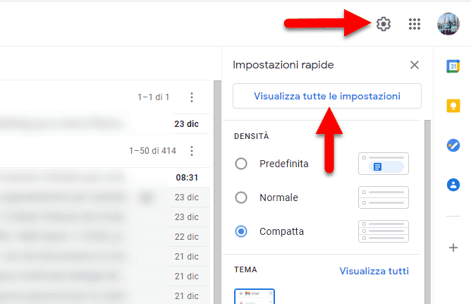 gmail visualizza tutte le impostazioni