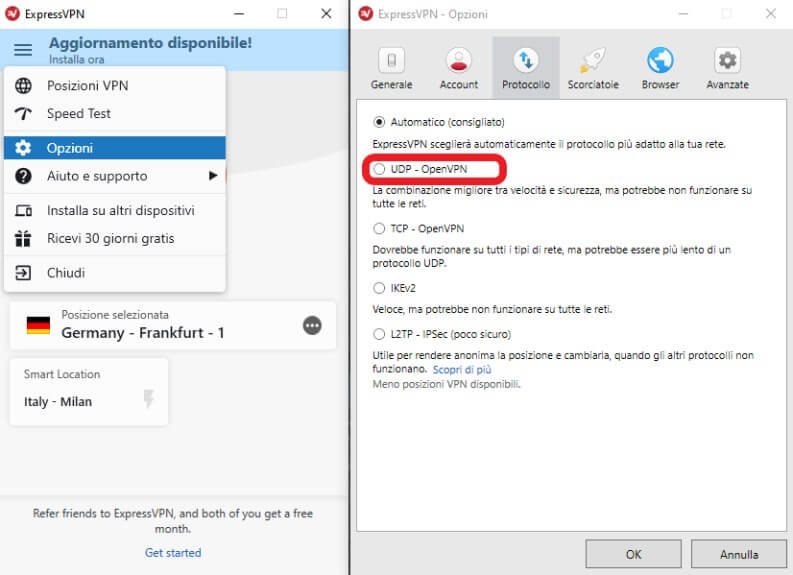 Impostare Open VPN sul client VPN