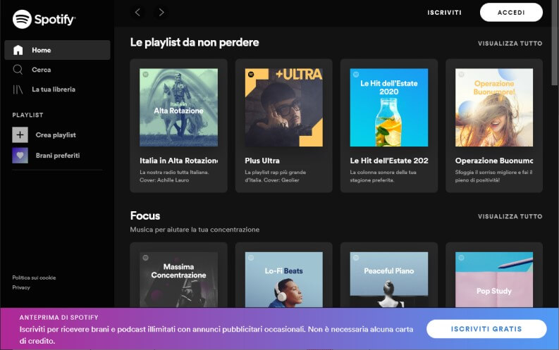 Come si usa Spotify Web Player