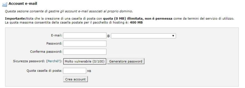 account email personalizzato