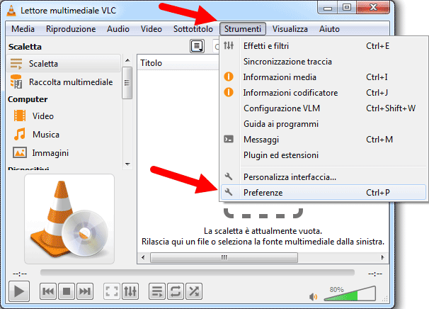 preferenze vlc