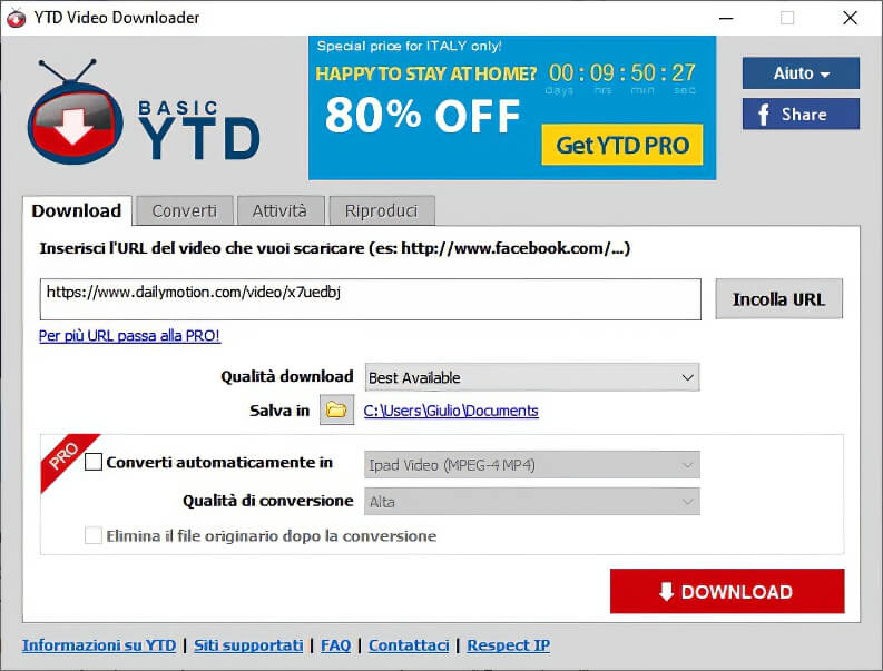 interfaccia ytd video downloader