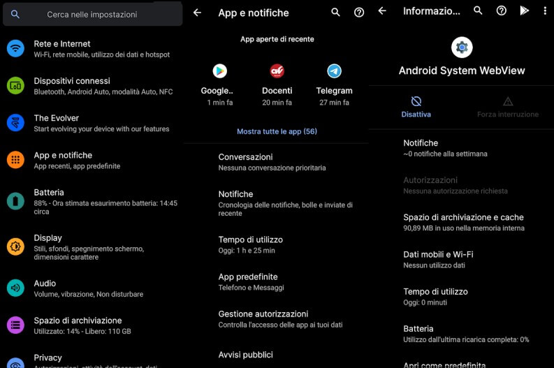 Android System WebView si può rimuovere per risparmiare spazio?