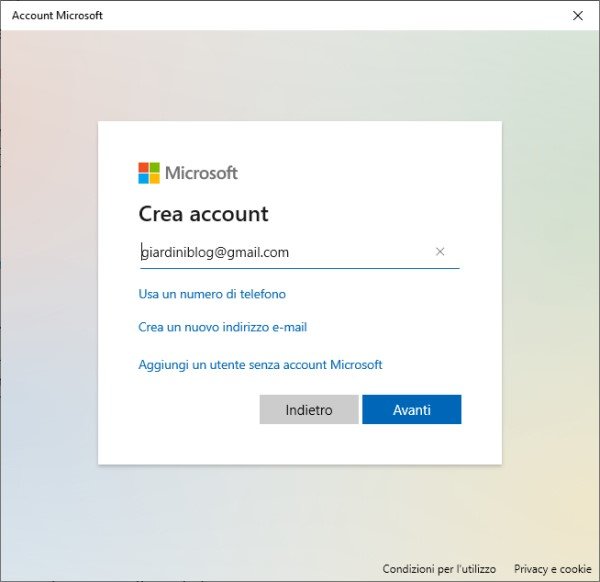 utente senza account microsoft