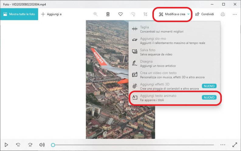 Windows Foto: aggiungere titoli e scritte ad un video