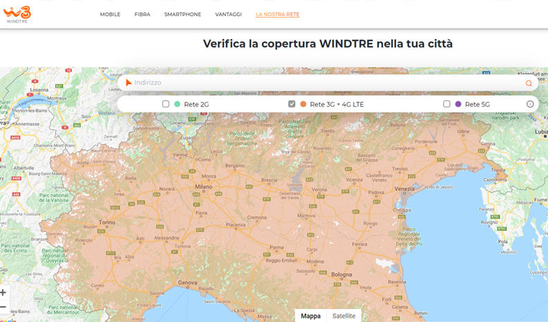 mappa copertura 5g windtre