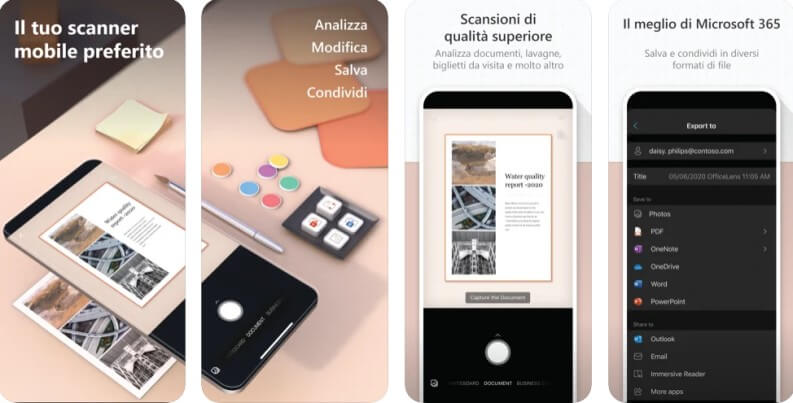 Office lens app per convertire foto in testo