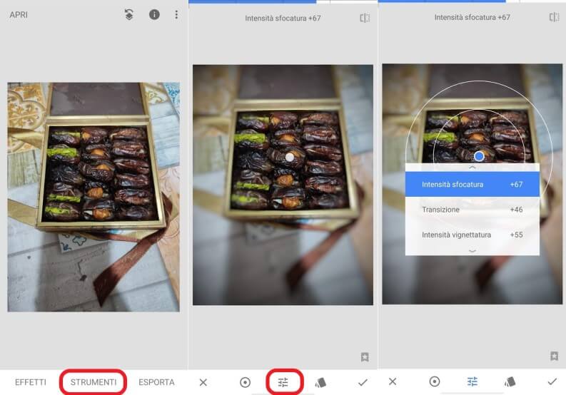 Le migliori app per l'effetto sfondo sfuocato: Snapseed