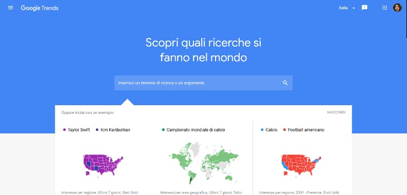 Schermata Iniziale Google Trends