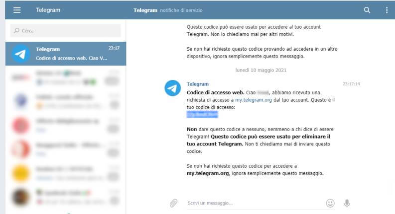 Eliminazione Account Telegram 2 (codice)