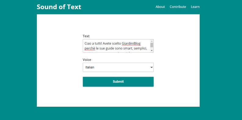 I migliori convertitori di testo in voce online: Sound Of Text