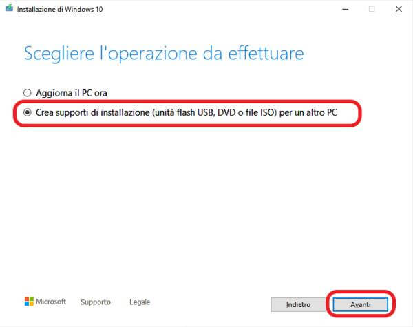 Creare Chiavetta Windows 10