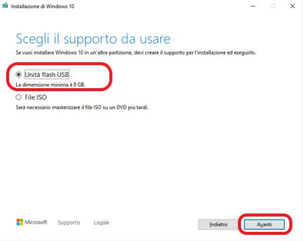 Come realizzare un supporto esterno avviabile di Windows 10