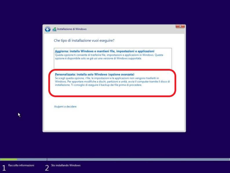 Installazione di Windows 10