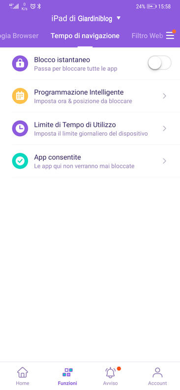 Tempo Di Navigazione parental control