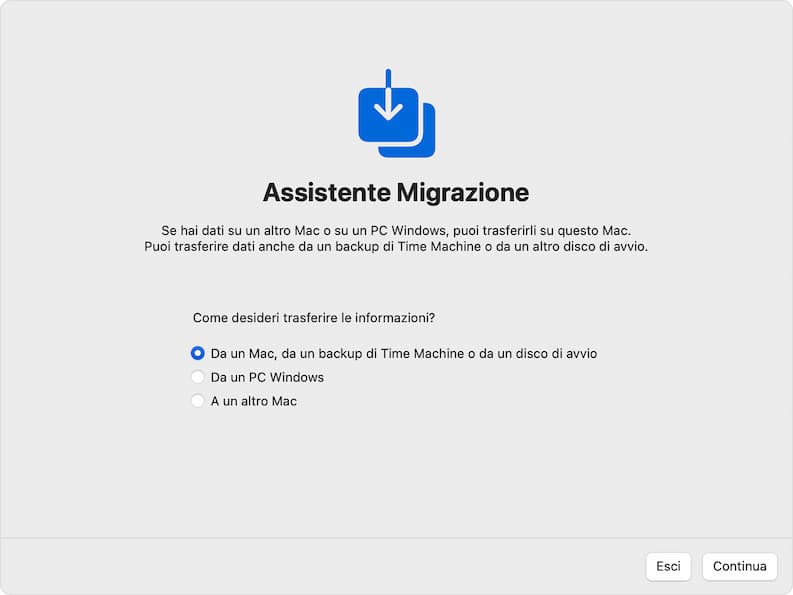 Assistente Migrazione Mac