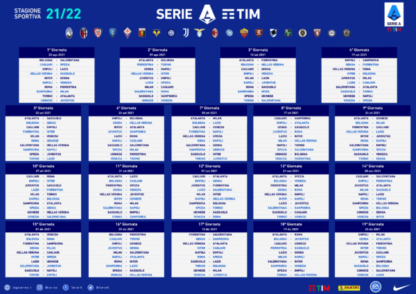 Calendario Serie A Girone Andata