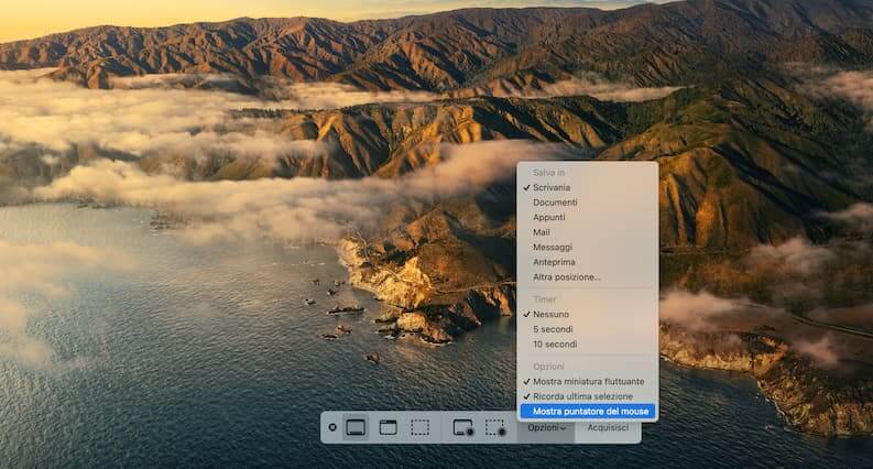 Mostrare Cursore Mouse Su Screenshot Mac