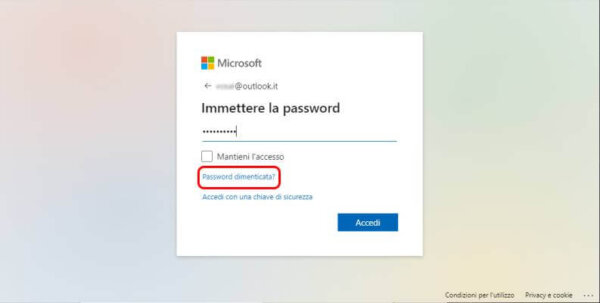 Password dimenticata e recupero