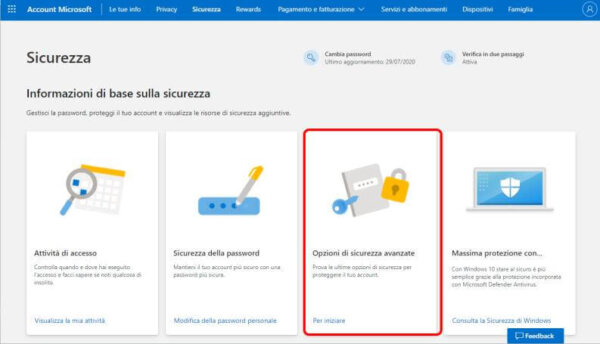 Recuperare Password Outlook Opzioni