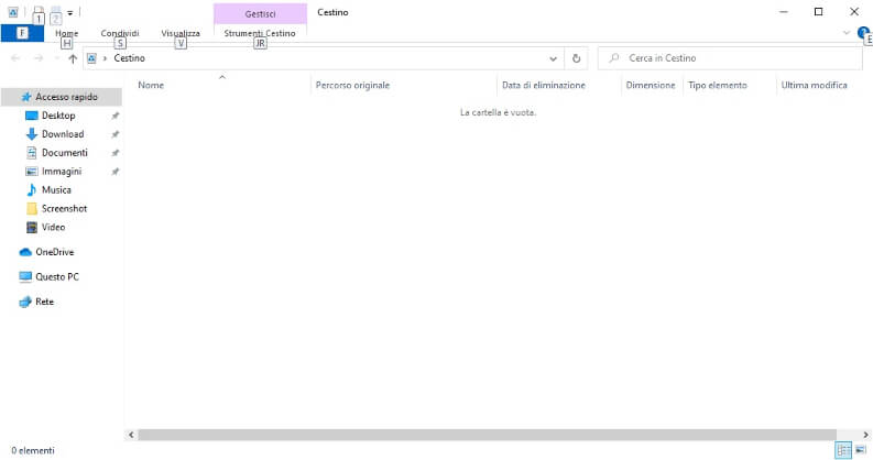 Screenshot singola schermata