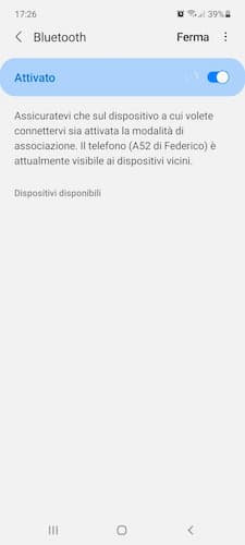 Attivazione Bluetooth