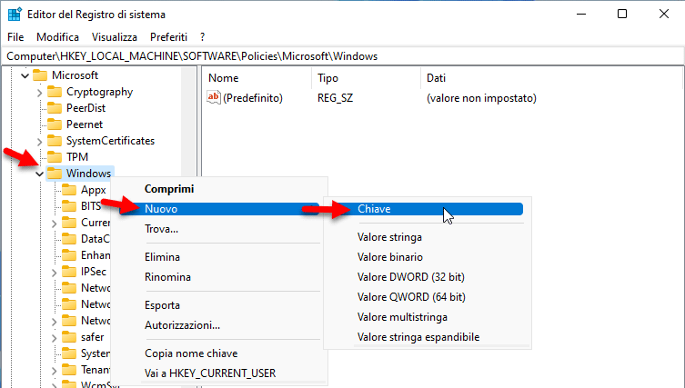Nuova Chiave Regedit