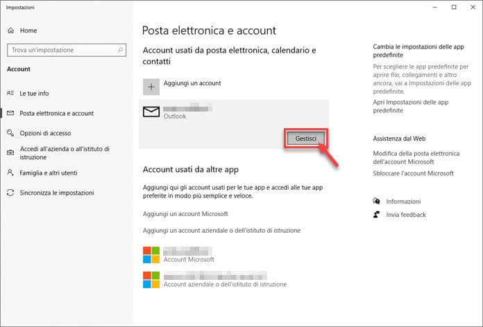 Gestisci Account Microsoft