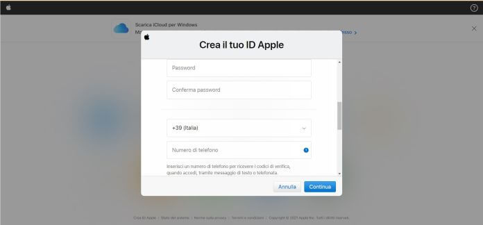 Creare Account ICloud