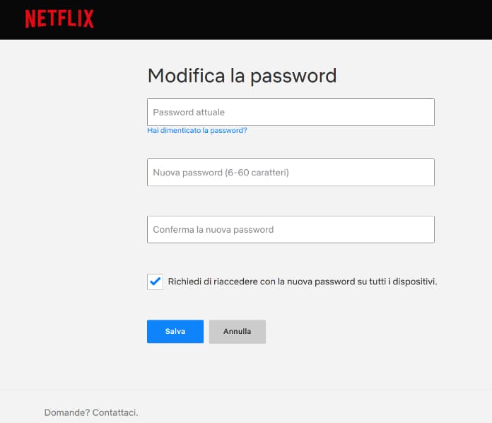 Cambiare Password Netflix Da Pc